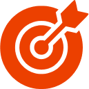 An orange target with a single arrow precisely positioned in the center, symbolizing focus and achievement.