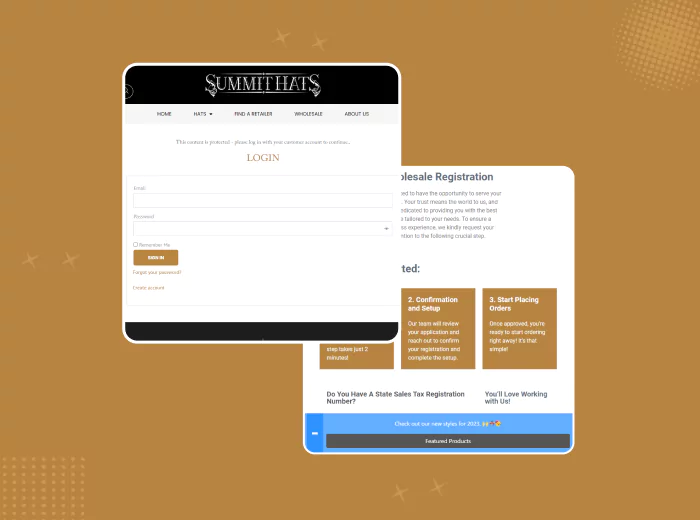 Contact Us page of a WordPress hats e-commerce site, featuring a registration form for customer inquiries and sign-up.