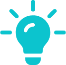 A light bulb icon illuminated against a solid black background, symbolizing ideas and innovation.