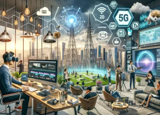 . An illustration depicting the impact of 5G technology on modern living, showcasing improved connectivity and innovation.